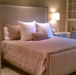 Upholstered Bed Frame With Custom Bedding